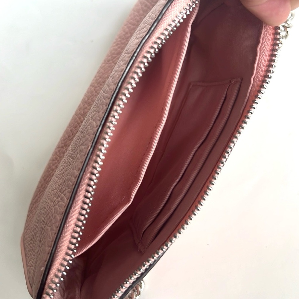 NWT Coach Pink Pebble Leather Women's Large Wristlet or Clutch w/Silver Hardware - Picture 4 of 4